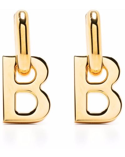 Balenciaga B Chain Xs Earrings In Shiny Gold Brass - Metallic