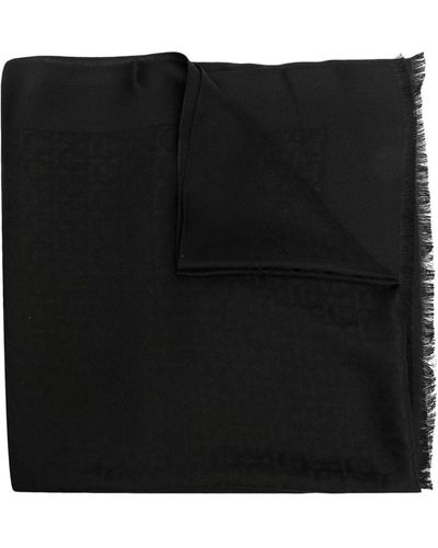 Ferragamo Frayed-edge Knitted Scarf - Black