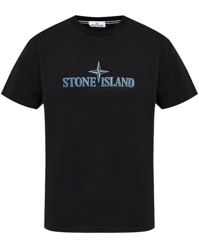 Stone Island Logo Print T-shirt - Black