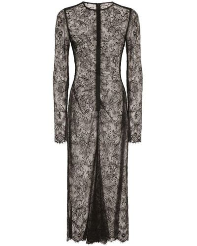 Dolce & Gabbana Lace Midi Dress - Grey