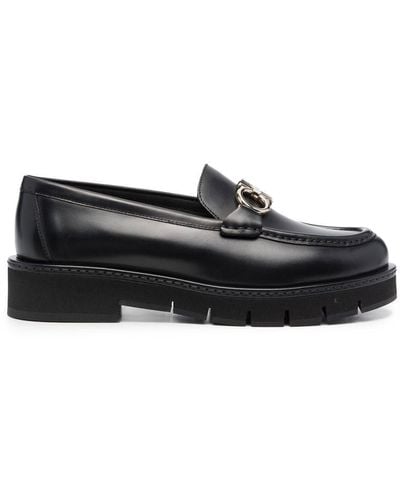 Ferragamo Rolo Chunky Leather Loafers - Black