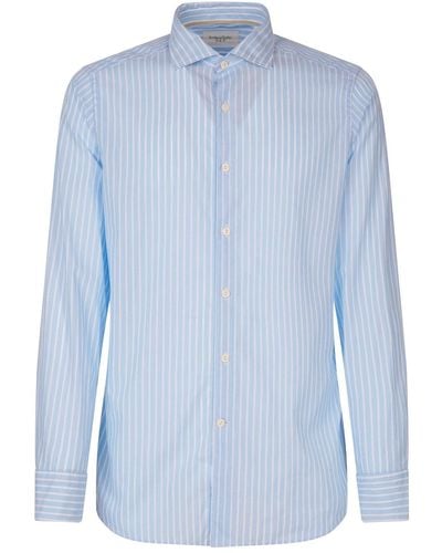 Tintoria Mattei 954 Slim Fit Striped Shirt - Blue