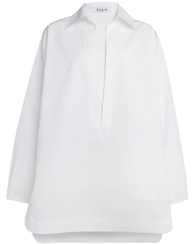 Alaïa Chemisier Cotton Dress - White