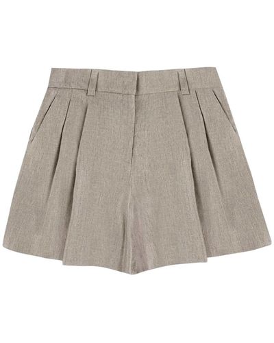 Incotex Wide Fit Linen Shorts - Natural