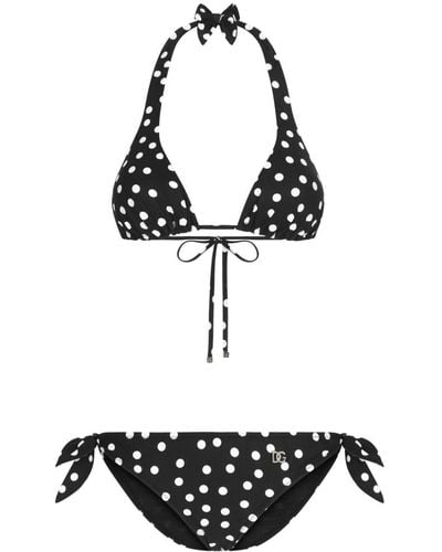 Dolce & Gabbana Polka Dot Bikini Set - Black