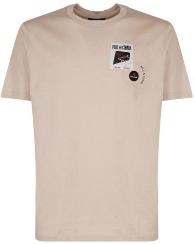 Paul & Shark Logo Patch T-shirt Clothing - Natural