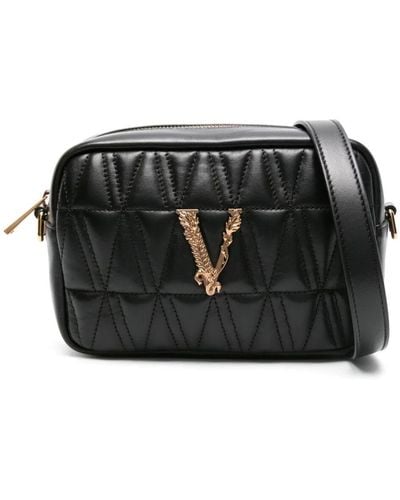Versace Virtus Leather Cross Body Bag - Black
