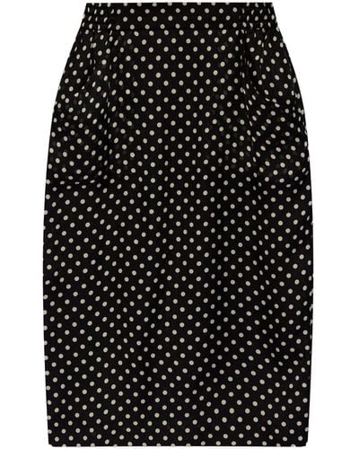 Saint Laurent Pencil Skirt In Polka Dot - Black
