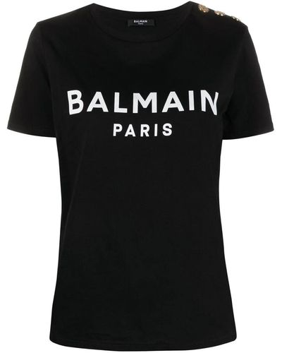 Balmain T-shirt With Paris Print - Black