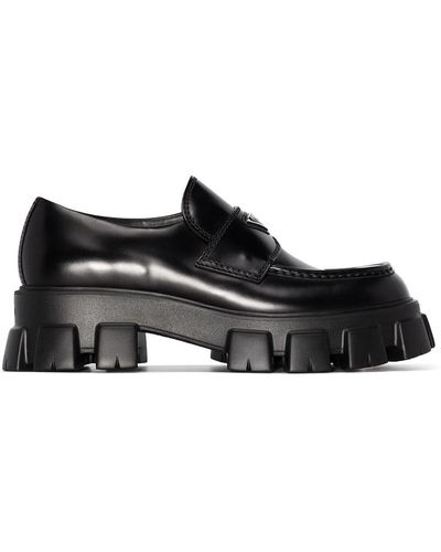 Prada Monolith Leather Loafers - Black