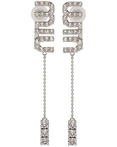 Miu Miu Crystal-embellished Pendant Earrings - Metallic