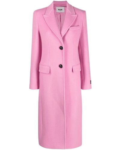 MSGM Cappotto In Lana Vergine Wool Felt - Pink