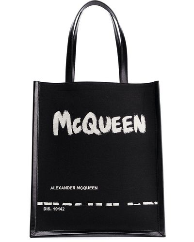 Alexander McQueen Painterly Logo Print Tote - Black