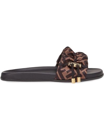 Fendi Sandali slides FF con stampa - Marrone