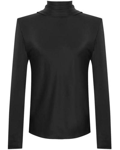 Saint Laurent Long-sleeve Draped Top - Black
