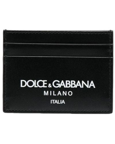Dolce & Gabbana Portacarte In Pelle Con Stampa Logo - Nero