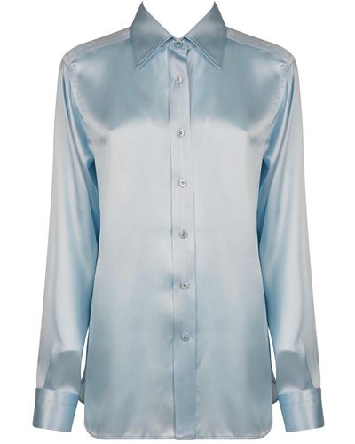 Tom Ford Fluid Silk Charmeuse Shirt Clothing - Blue