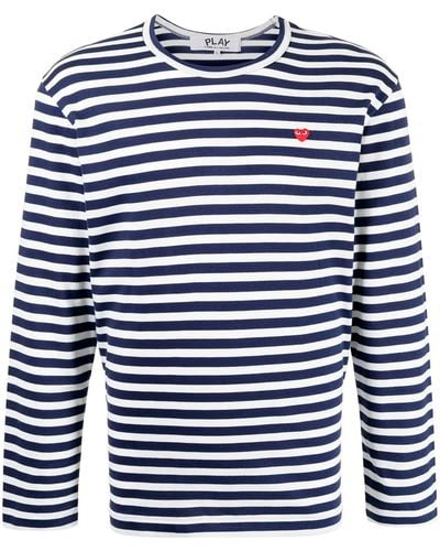 COMME DES GARÇONS PLAY Long-sleeved Striped T-shirt - Blue