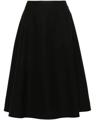 Bottega Veneta Flared Cotton Midi Skirt - Black