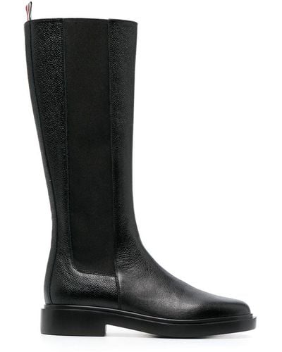 Thom Browne Rwb-stripe Leather Boots - Black