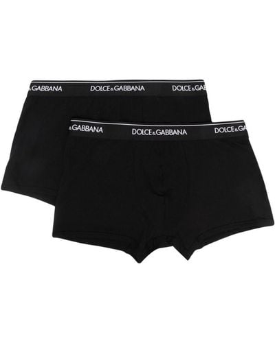 Dolce & Gabbana Logo-waist Cotton Boxer Briefs (set Of Two) - Black