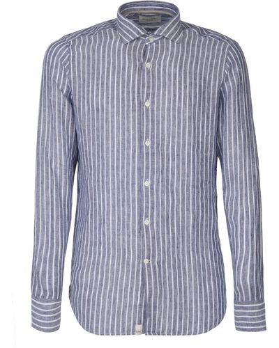 Tintoria Mattei 954 Striped Linen Shirt - Blue