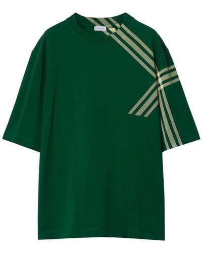 Burberry Maglietta di cotone manica controllata - Verde