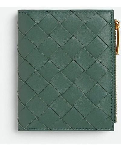 Bottega Veneta Small Woven Bi-fold Wallet Accessories - Green