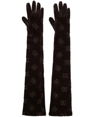 Dolce & Gabbana Logo-debossed Cotton Gloves - Black