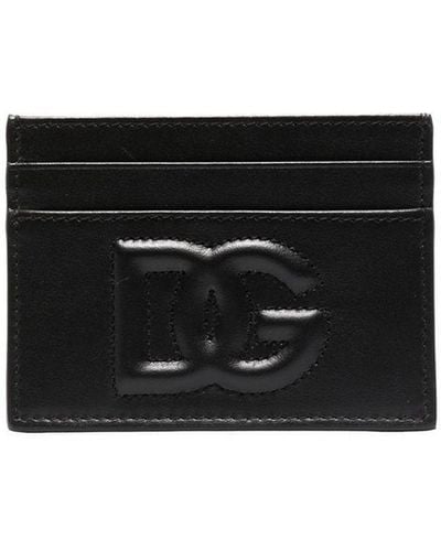 Dolce & Gabbana Portacarte con dettaglio dg logo in pelle liscia nera - Nero