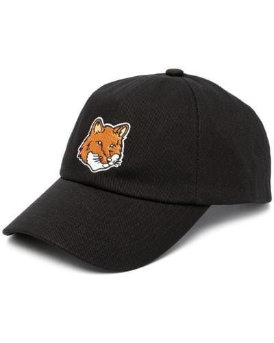Maison Kitsuné Baseball Cap With Fox Patch - Black