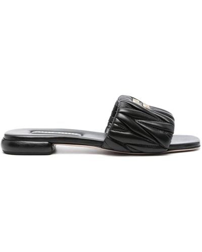 Miu Miu Matelassé Leather Sandals - Black