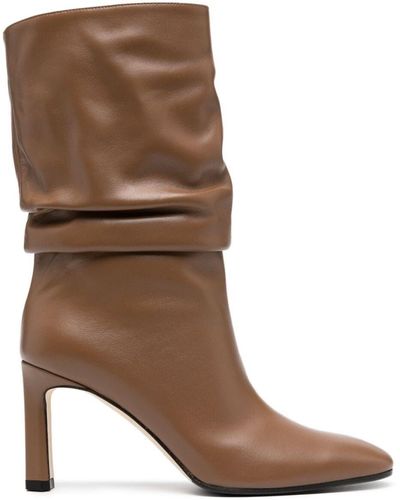 Sergio Rossi 80mm Ankle-length Leather Boots - Brown