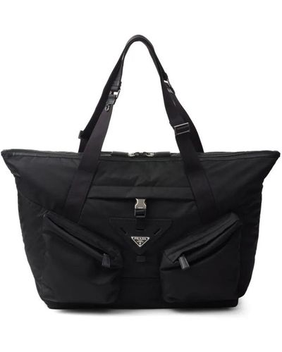 Prada Re-nylon And Leather Travel Bag - Black