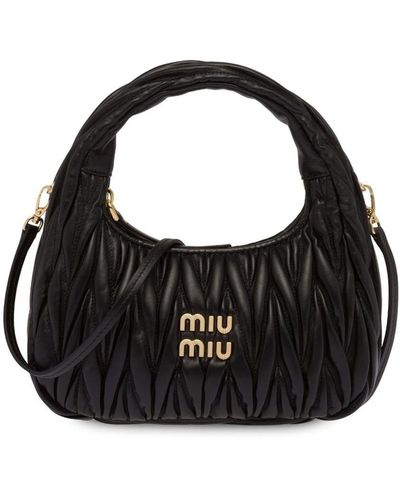Miu Miu Mini Wander Matelassé Shoulder Bag - Black