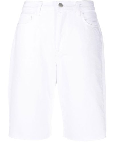 L'Agence Raw Hem Denim Shorts - White