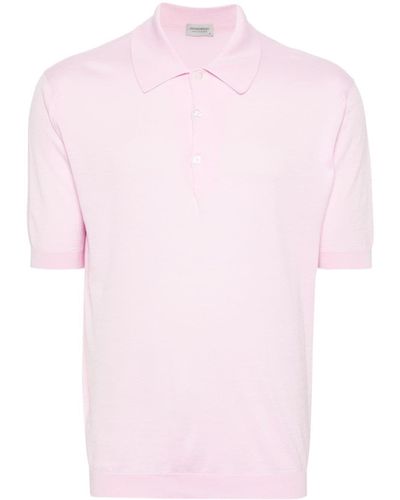 John Smedley Knitted Cotton Polo Shirt - Pink