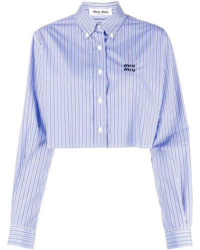 Miu Miu Logo-print Button-up Shirt - Blue