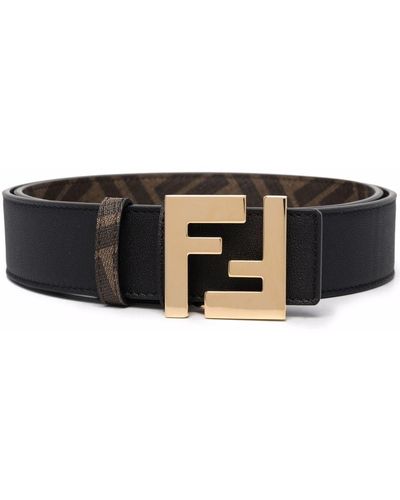 Fendi Cintura con placca logo FF - Nero