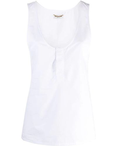 Saint Laurent Henley Cotton Poplin Tank Top Clothing - White
