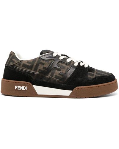 Fendi Match Suede & Jacquard Low-top Trainers - Black