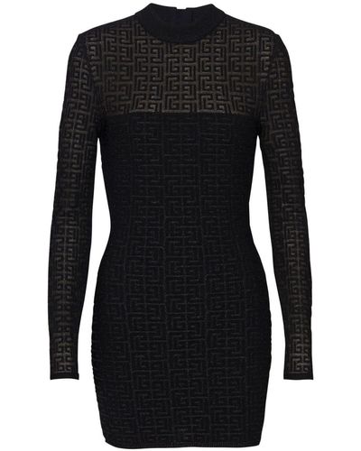 Balmain Pb Maze Monogram Knit Dress Clothing - Black
