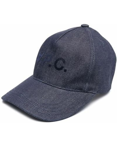 A.P.C. Cappello da baseball con stampa - Blu