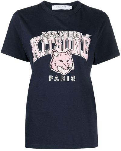 Maison Kitsuné T-shirt con stampa - Blu