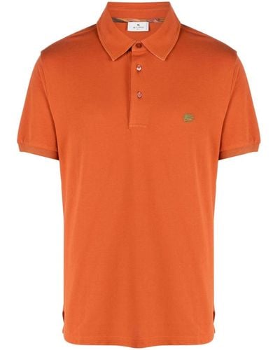 Etro Logo-embroidered Piqué Polo Shirt - Orange