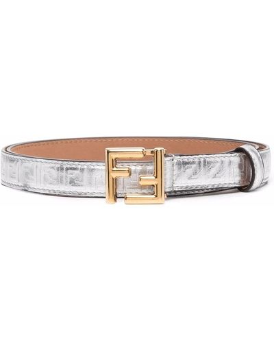 Fendi Logo-buckle Leather Belt - White