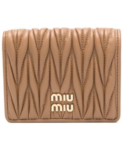 Miu Miu Small Matelassé Nappa Leather Wallet - Brown