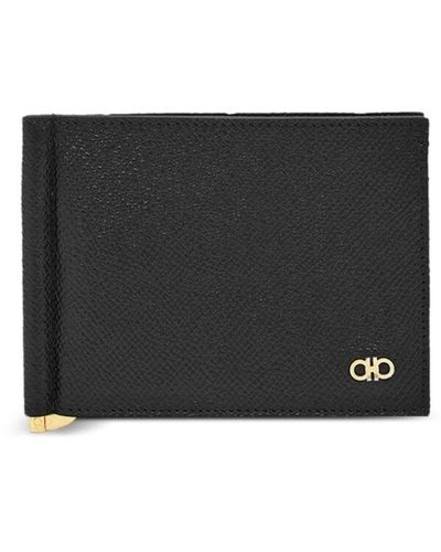 Ferragamo Grained Leather Bi-fold Wallet - Black