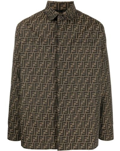 Fendi Ff Jacquard Fabric Shirt Jacket - Green