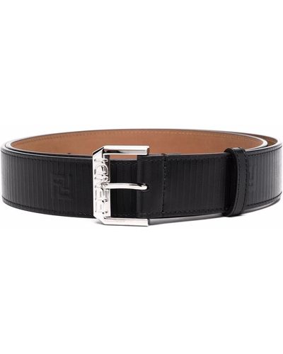 Fendi Embossed Ff-logo Belt - Black